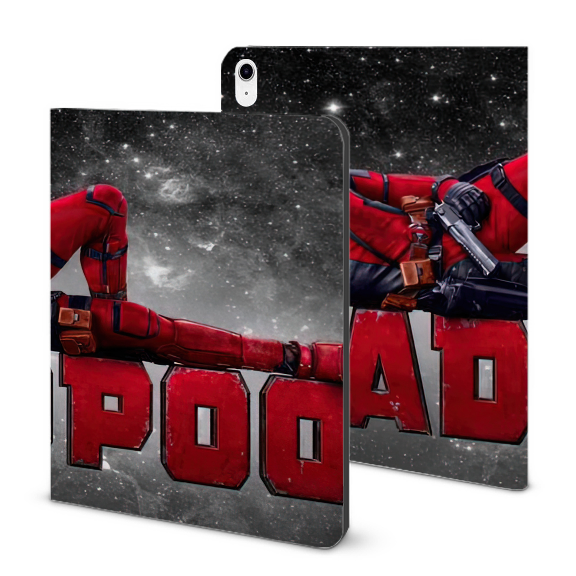 （画像用） Deadpool デッドプール IPad ケース ブック型 PUレザー TPU 耐衝撃 軽量 薄型 ペン収納なし 全面保護 IPad 各モデル対応